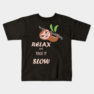 Funny Cute Slow Lazy Relaxed Sloth Kids T-Shirt